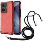 For vivo T1 44W Lanyard Honeycomb Phone Case(Red) - 1