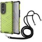 For Honor 70 5G Lanyard Honeycomb Phone Case(Green) - 1