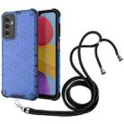 For Samsung Galaxy M13 Lanyard Honeycomb Phone Case(Blue) - 1
