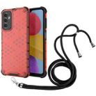 For Samsung Galaxy M13 Lanyard Honeycomb Phone Case(Red) - 1
