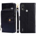 For Nokia C21 Plus Zipper Bag PU + TPU Horizontal Flip Leather Phone Case(Black) - 1