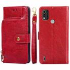 For Nokia C21 Plus Zipper Bag PU + TPU Horizontal Flip Leather Phone Case(Red) - 1