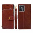 For ZTE Blade V30 Zipper Bag PU + TPU Horizontal Flip Leather Phone Case(Brown) - 1