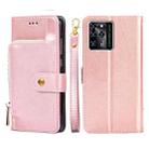 For ZTE Blade V30 Zipper Bag PU + TPU Horizontal Flip Leather Phone Case(Gold) - 1