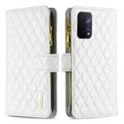 For OPPO A74 5G / A93 5G / A54 5G Diamond Lattice Zipper Wallet Leather Flip Phone Case(White) - 2