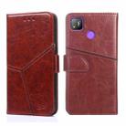 For Tecno Pop 4 Geometric Stitching Horizontal Flip Leather Phone Case(Dark Brown) - 1