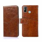 For Tecno Spark 6 GO Geometric Stitching Horizontal Flip Leather Phone Case(Light Brown) - 1