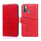 For Tecno Spark 7 Geometric Stitching Horizontal Flip Leather Phone Case(Red) - 1
