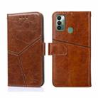 For Tecno Spark 7 Geometric Stitching Horizontal Flip Leather Phone Case(Light Brown) - 1