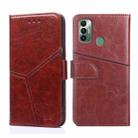 For Tecno Spark 7 Geometric Stitching Horizontal Flip Leather Phone Case(Dark Brown) - 1