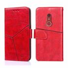 For Fujitsu Arrows Be4 Plus F-41B Geometric Stitching Horizontal Flip Leather Phone Case(Red) - 1