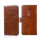 For Fujitsu Arrows Be4 Plus F-41B Geometric Stitching Horizontal Flip Leather Phone Case(Light Brown) - 1
