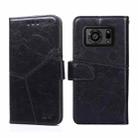 For Sharp Aquos R6 Geometric Stitching Horizontal Flip Leather Phone Case(Black) - 1