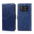 For Sharp Aquos R6 Geometric Stitching Horizontal Flip Leather Phone Case(Blue) - 1