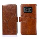 For Sharp Aquos R6 Geometric Stitching Horizontal Flip Leather Phone Case(Light Brown) - 1