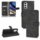 For Motorola Moto G52 JP Version Skin Feel Magnetic Flip Leather Phone Case(Black) - 1