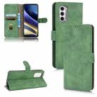 For Motorola Moto G52 JP Version Skin Feel Magnetic Flip Leather Phone Case(Green) - 1