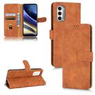 For Motorola Moto G52 JP Version Skin Feel Magnetic Flip Leather Phone Case(Brown) - 1