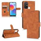 For ZTE Blade A52 Skin Feel Magnetic Flip Leather Phone Case(Brown) - 1