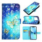 For iPhone 14 3D Painting Horizontal Flip Leather Phone Case (Golden Butterfly) - 1