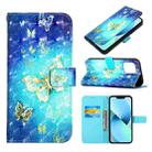 For iPhone 14 Plus 3D Painting Horizontal Flip Leather Phone Case (Golden Butterfly) - 1