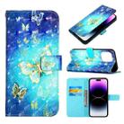 For iPhone 14 Pro 3D Painting Horizontal Flip Leather Phone Case(Golden Butterfly) - 1