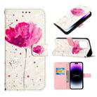 For iPhone 14 Pro Max 3D Painting Horizontal Flip Leather Phone Case (A Flower) - 1