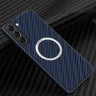 For Samsung Galaxy S22 Plus 5G Carbon Fiber Texture MagSafe Magnetic Phone Case(Blue) - 1