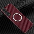 For Samsung Galaxy S22 Plus 5G Carbon Fiber Texture MagSafe Magnetic Phone Case(Red) - 1