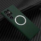 For Samsung Galaxy S22 Ultra 5G Carbon Fiber Texture MagSafe Magnetic Phone Case(Green) - 1