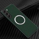 For Samsung Galaxy S21 5G Carbon Fiber Texture MagSafe Magnetic Phone Case(Green) - 1
