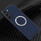 For Samsung Galaxy S21 5G Carbon Fiber Texture MagSafe Magnetic Phone Case(Blue) - 1