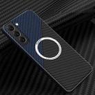 For Samsung Galaxy S21 5G Carbon Fiber Texture MagSafe Magnetic Phone Case(Black Blue) - 1