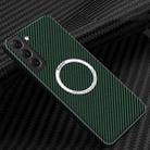 For Samsung Galaxy S21 Plus 5G Carbon Fiber Texture MagSafe Magnetic Phone Case(Green) - 1