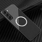 For Samsung Galaxy S21 Plus 5G Carbon Fiber Texture MagSafe Magnetic Phone Case(Black Silver) - 1