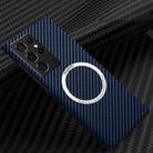 For Samsung Galaxy S21 Ultra 5G Carbon Fiber Texture MagSafe Magnetic Phone Case(Blue) - 1