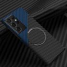 For Samsung Galaxy S21 Ultra 5G Carbon Fiber Texture MagSafe Magnetic Phone Case(Black Blue) - 1