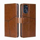 For Motorola Moto G 5G 2022 Geometric Stitching Horizontal Flip Leather Phone Case(Light Brown) - 1