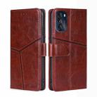 For Motorola Moto G 5G 2022 Geometric Stitching Horizontal Flip Leather Phone Case(Dark Brown) - 1