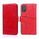 For Motorola Moto G Power 2022 Geometric Stitching Horizontal Flip Leather Phone Case(Red) - 1