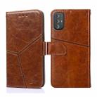 For Motorola Moto G Power 2022 Geometric Stitching Horizontal Flip Leather Phone Case(Light Brown) - 1