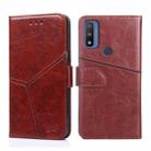 For Motorola Moto G Pure Geometric Stitching Horizontal Flip Leather Phone Case(Dark Brown) - 1