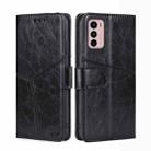 For Motorola Moto G42 4G Geometric Stitching Horizontal Flip Leather Phone Case(Black) - 1