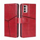 For Motorola Moto G42 4G Geometric Stitching Horizontal Flip Leather Phone Case(Red) - 1