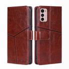 For Motorola Moto G42 4G Geometric Stitching Horizontal Flip Leather Phone Case(Dark Brown) - 1