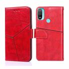 For Motorola Moto E20 Geometric Stitching Horizontal Flip Leather Phone Case(Red) - 1