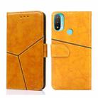 For Motorola Moto E20 Geometric Stitching Horizontal Flip Leather Phone Case(Yellow) - 1