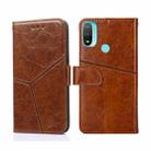 For Motorola Moto E20 Geometric Stitching Horizontal Flip Leather Phone Case(Light Brown) - 1