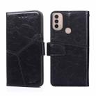 For Motorola Moto E40 Geometric Stitching Horizontal Flip Leather Phone Case(Black) - 1