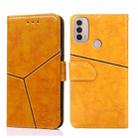 For Motorola Moto E40 Geometric Stitching Horizontal Flip Leather Phone Case(Yellow) - 1
